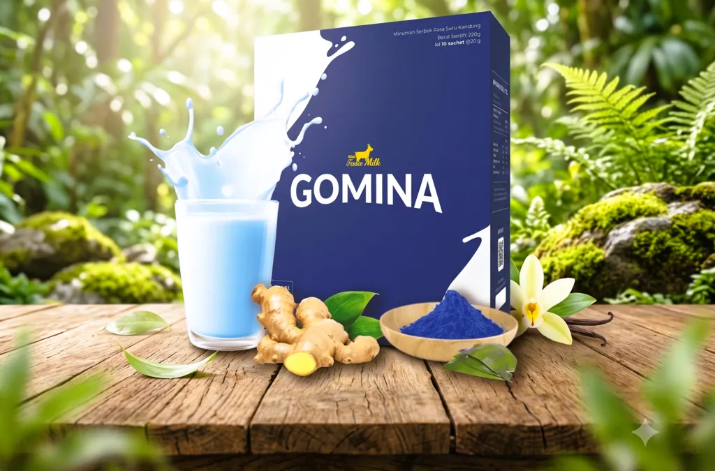 Foto Blue Spirulina powder / GOMINA product close-up